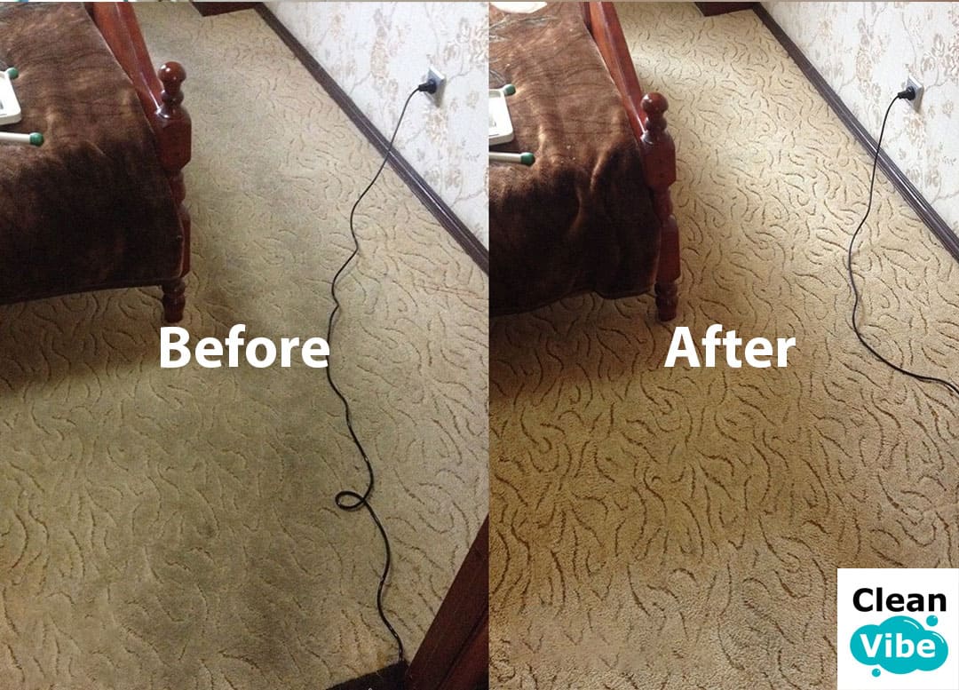 Before and after carpet cleaning - removal of stubborn stains and odors