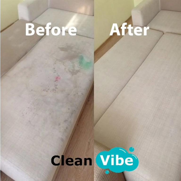 Comprehensive stain removal and dirt extraction from a sofa.