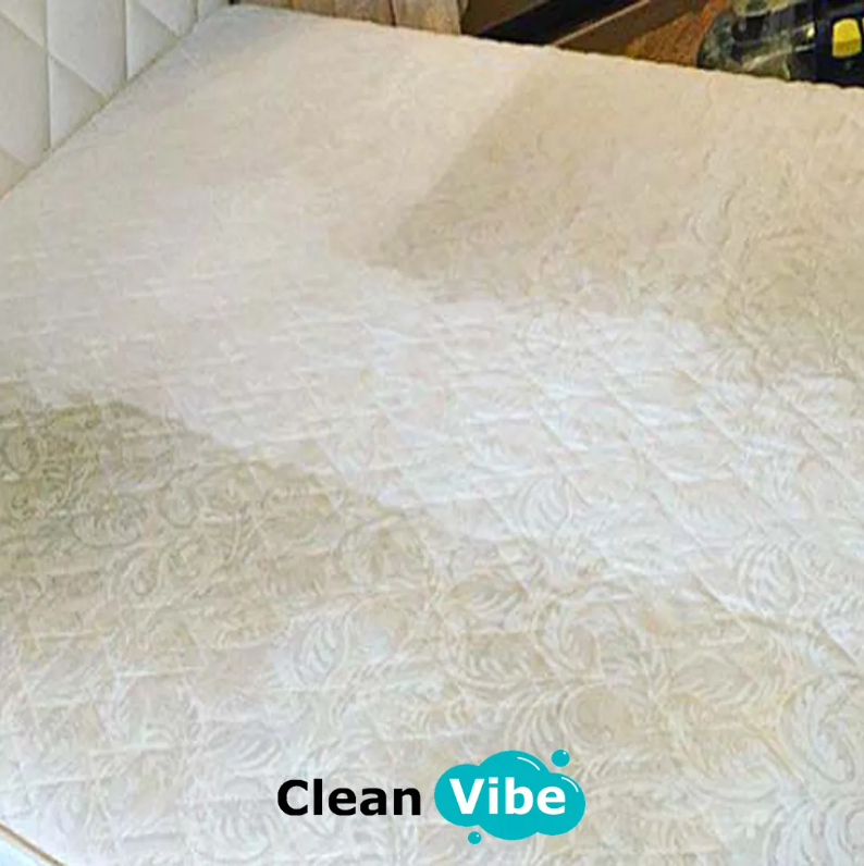 Whitened mattress after stain removal