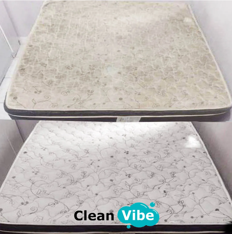 Steam extractor showing half-cleaned mattress