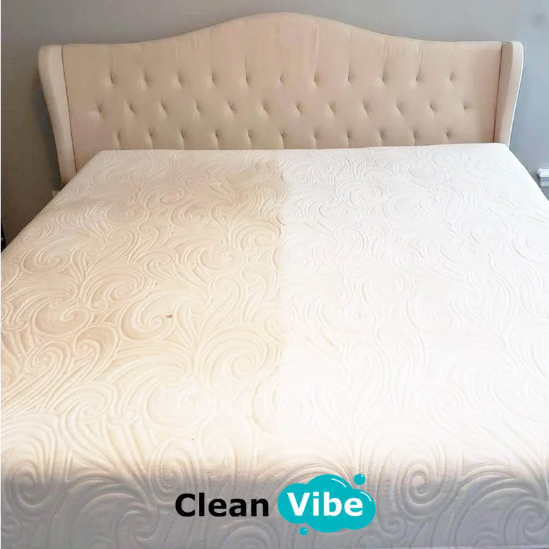 Stained mattress compared with cleaned surface