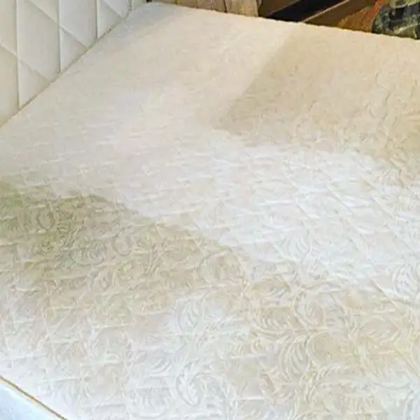 Severely stained mattress surface before cleaning