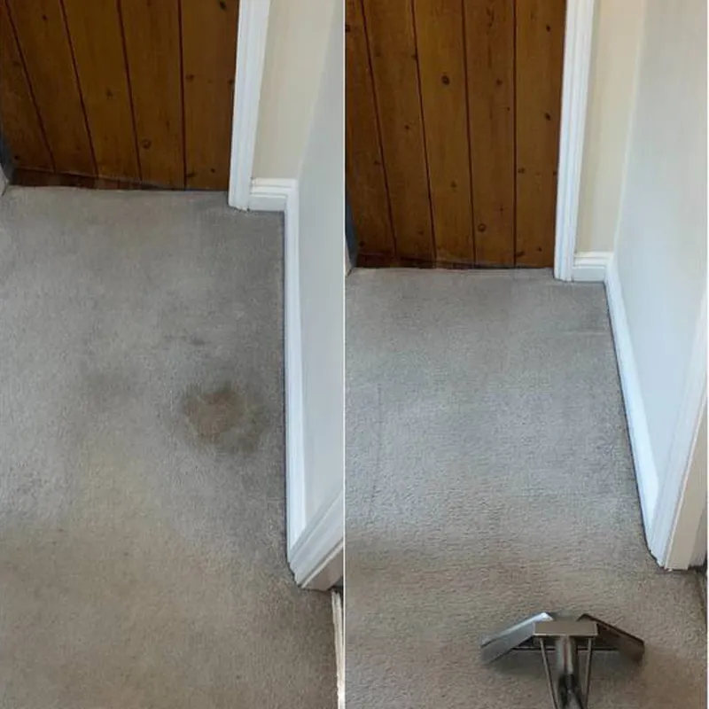 Carpet cleaning stairs - before and after comparison