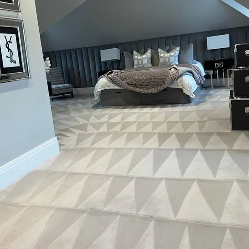 Master bedroom carpet with fresh deep-clean marks