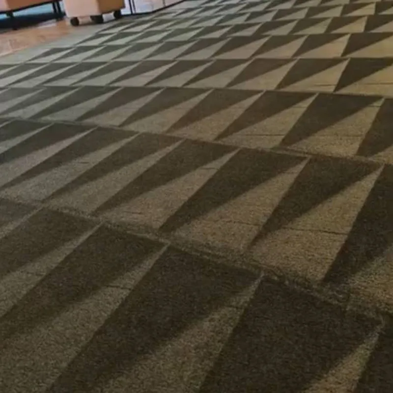 Carpet with perfect triangle lines after deep cleaning