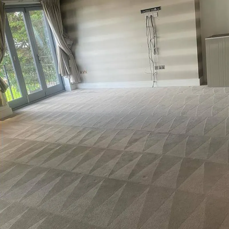 Bright living room carpet after full restoration