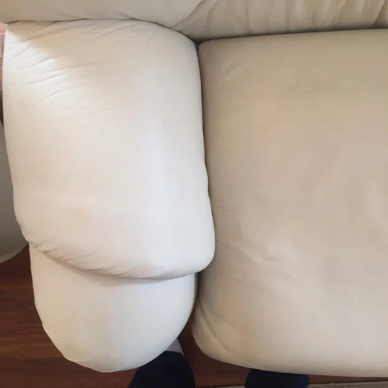 Clean leather couch seat after deep cleaning