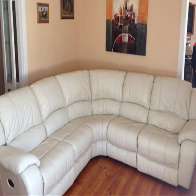 Sectional sofa during cleaning - partially restored