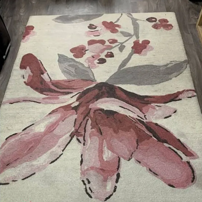 Dirty Floral Rug Before Professional Cleaning