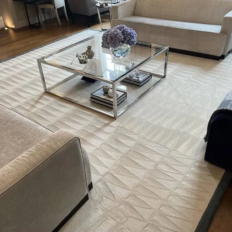 Professionally Cleaned Beige Rug In Modern Living Room